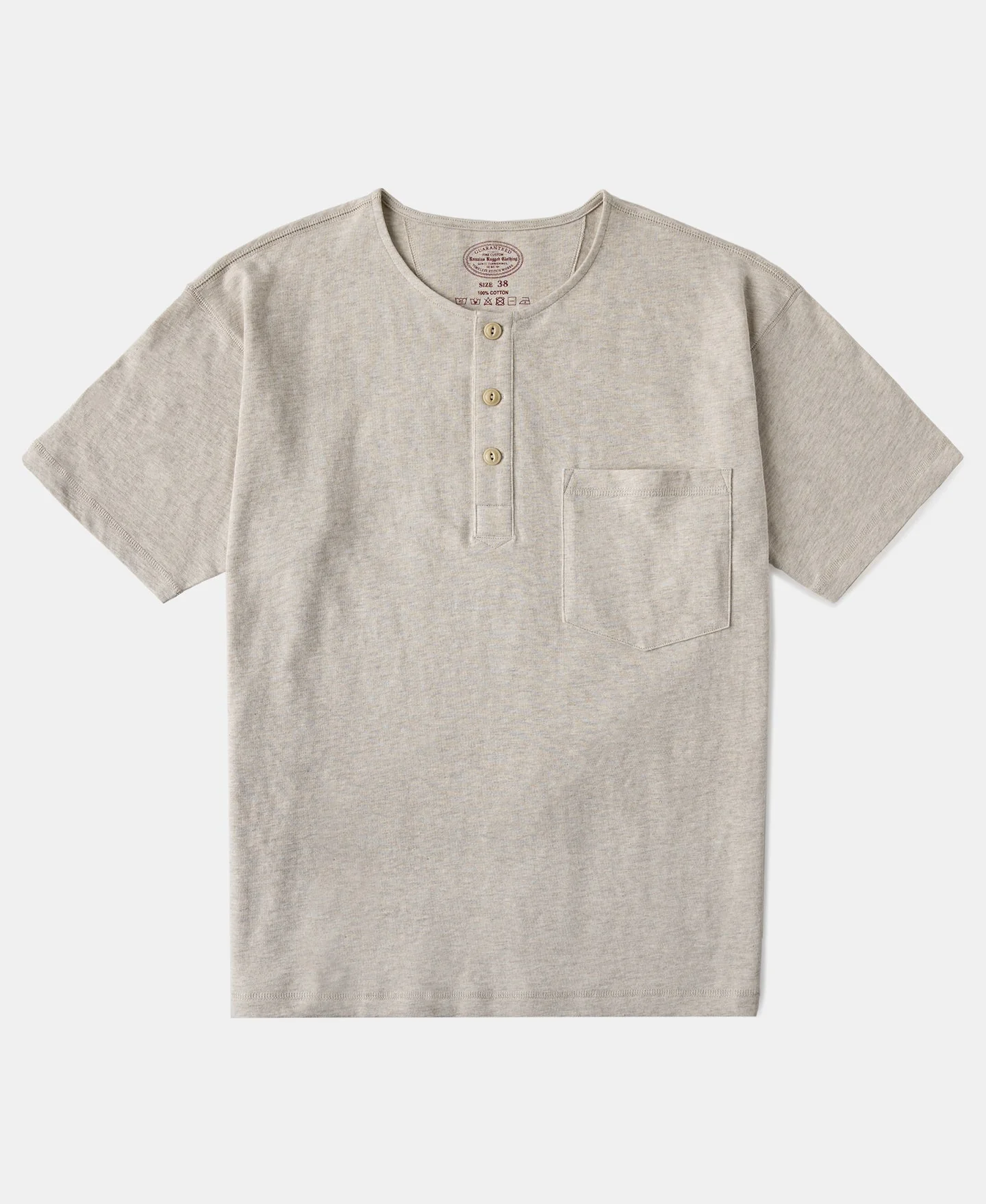 1940s Slub Cotton Henley Pocket T-Shirt - Oats
