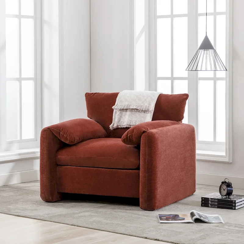 38.6" W Chenille Oversized Accent Chair for Living Room and Bedroom