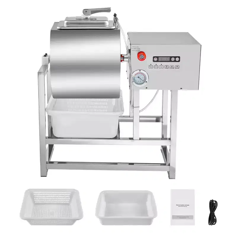 VEVOR Commercial Meat Tumbler Marinator, 40L Vacuum Tumbler Marinating Machine with Bidirectional Rotation and 3-Speed, Silver