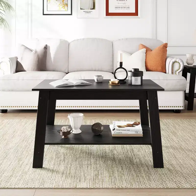 31.49 Rustic Coffee Table - 2-Tier Modern Farmhouse Side Table for Living Room, Home, Office & Outdoor