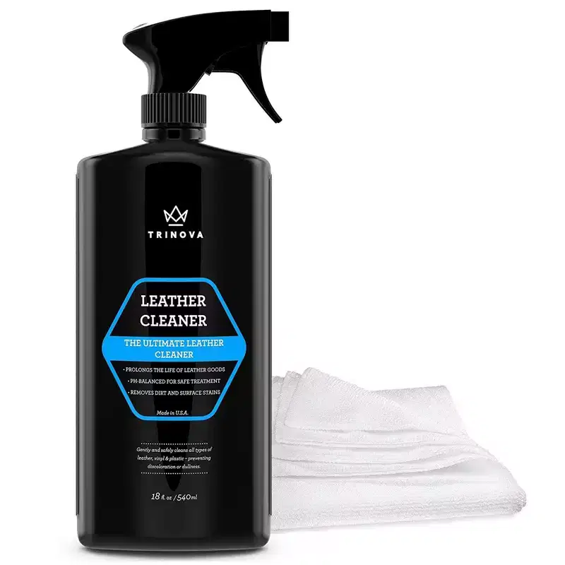 TriNova Leather Cleaner for Couch, Car Interior, Bags, Jackets, Saddles. Safe for use in Home or Car, Microfiber Included