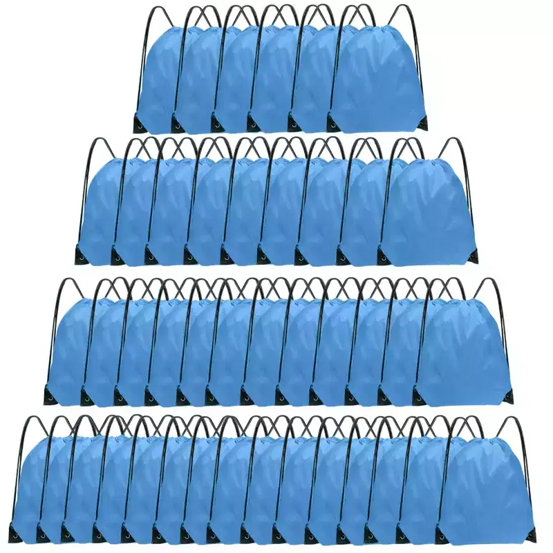 Narwey Drawstring Backpack Bulk 42 Pcs String Backpack Drawstring Bags Cinch Bag Sackpack (Sky Blue)
