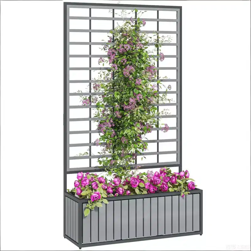 NAYSAYE 51.6 Inch Wooden Raised Garden Bed with Trellis, 3 Tier Planter Boxes for Flowers, Vegetables, Climbing Plants, 29.1*10.6*51.6