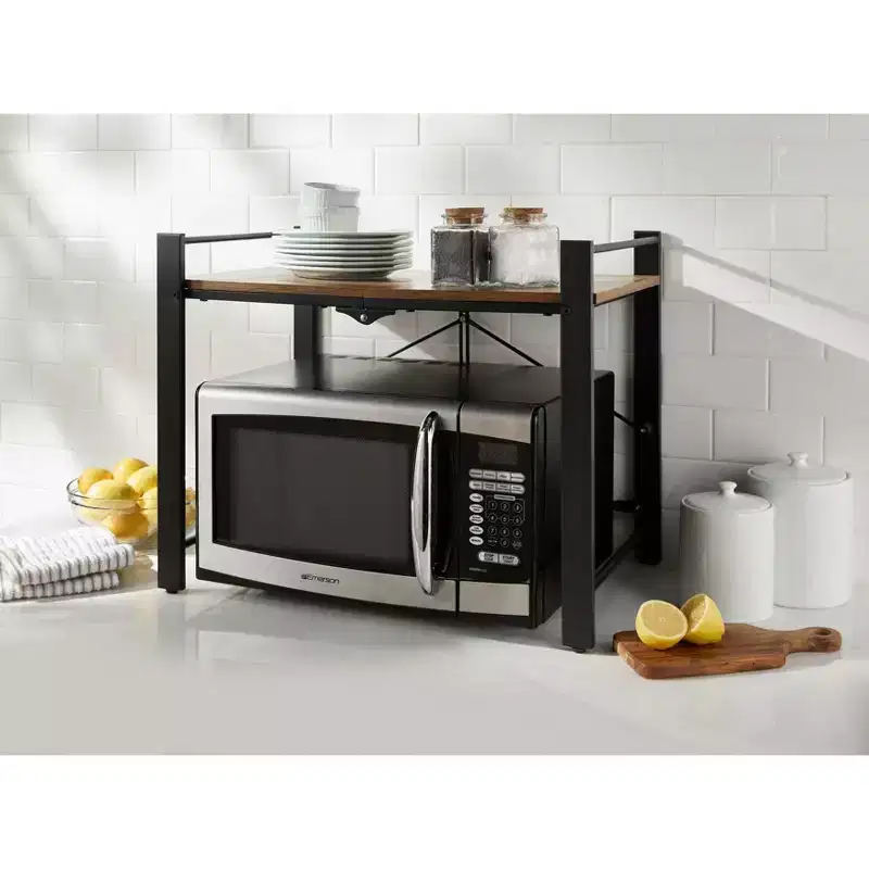 BrylaneHome Folding Microwave Rack