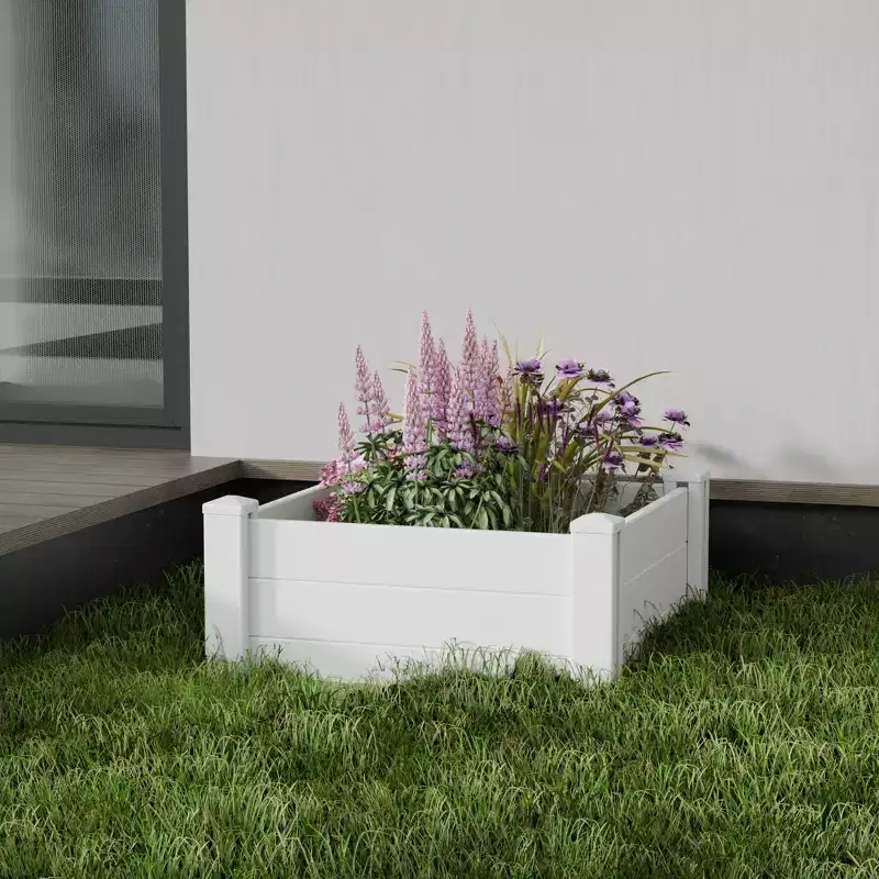 MAYERTY Raised Garden Bed PVC Raised Beds for Vegetables Outdoor Garden Raised Planter Box for Flowers