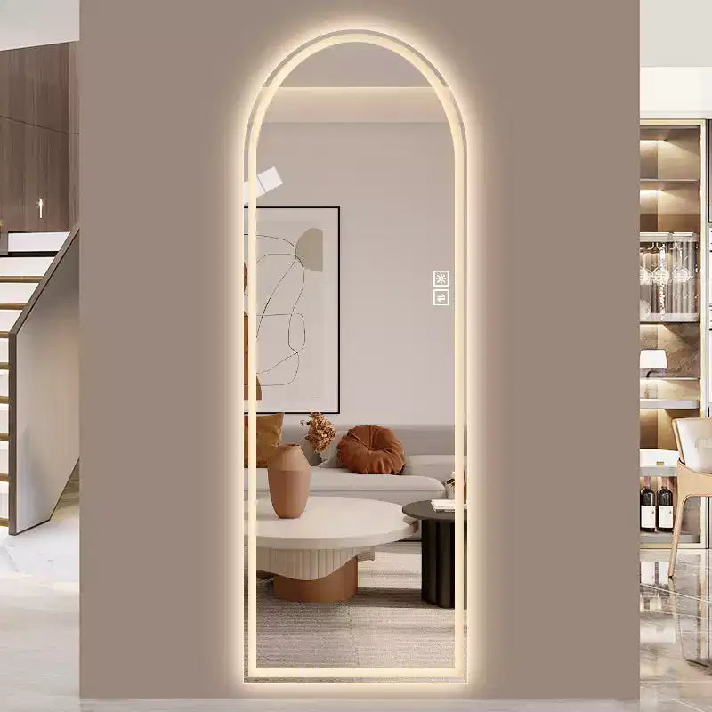 Modern 65" Arched LED Full Length Mirror with Adjustable Light Modes