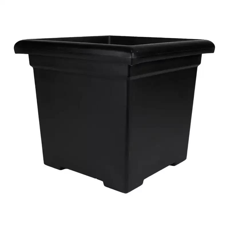 The HC Companies 15.5 Accent Square Plant Pot with Drainage, Classic Planters for Indoor & Outdoors Plants, Lightweight & Resists Sun Fading, Black