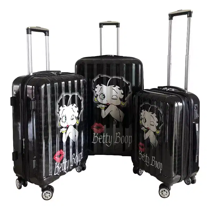 Betty Boop 3 Pieces Hard Luggage Set 20'', 24'' & 28 With Spinner Wheels, Combination Lock & Expandable Interior Space