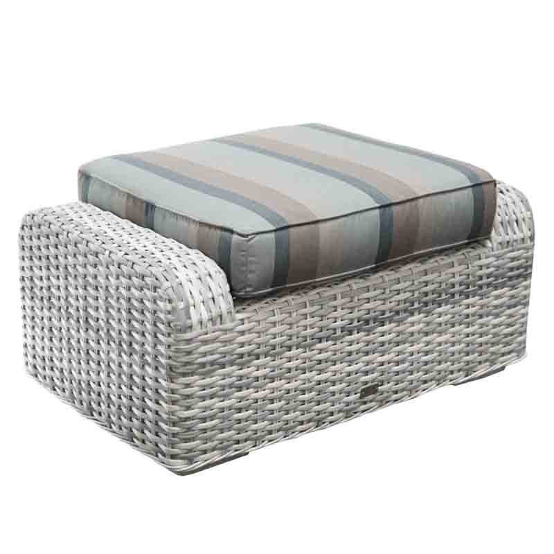 Outdoor Wicker Ottoman with Cushion Weather-Resistant Aluminum Frame ICE Finish