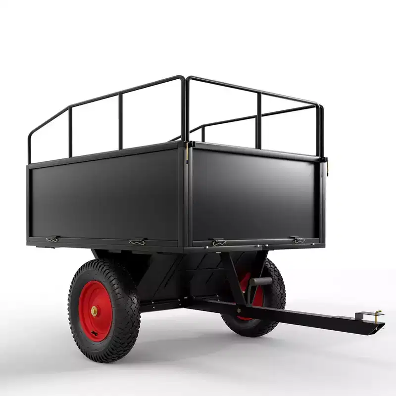 Heavy Duty Steel Garden Dump Cart  17 Cu.ft, 750lbs Capacity, Removable Sides, All-Terrain Wheels, Tow Behind ATV/UTV/Lawn Mower/Tractor