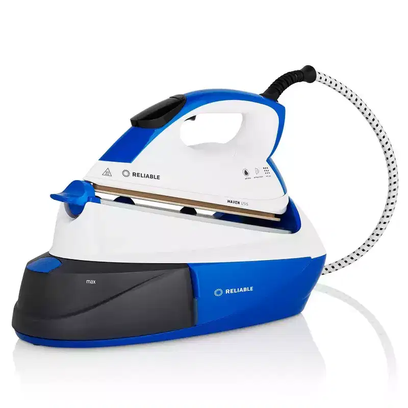 Reliable Corporation Maven 125IS 1L Home Ironing Station: Ceramic Soleplate, Digital Display, Vertical Steam, 1500W, Auto Shut-Off