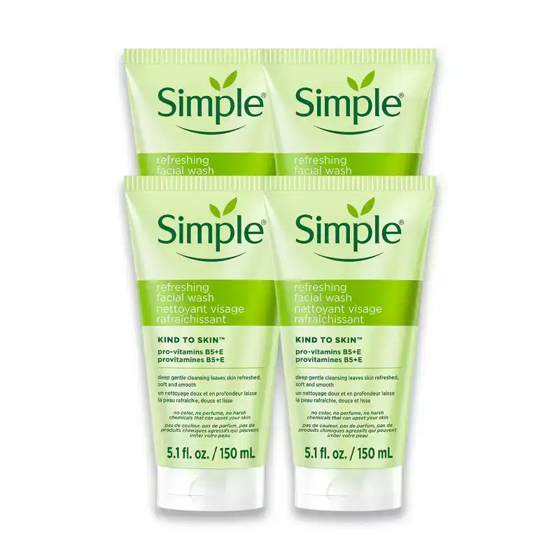 Simple Kind To Skin Refreshing Facial Wash - Face Cleanser - 4 pc