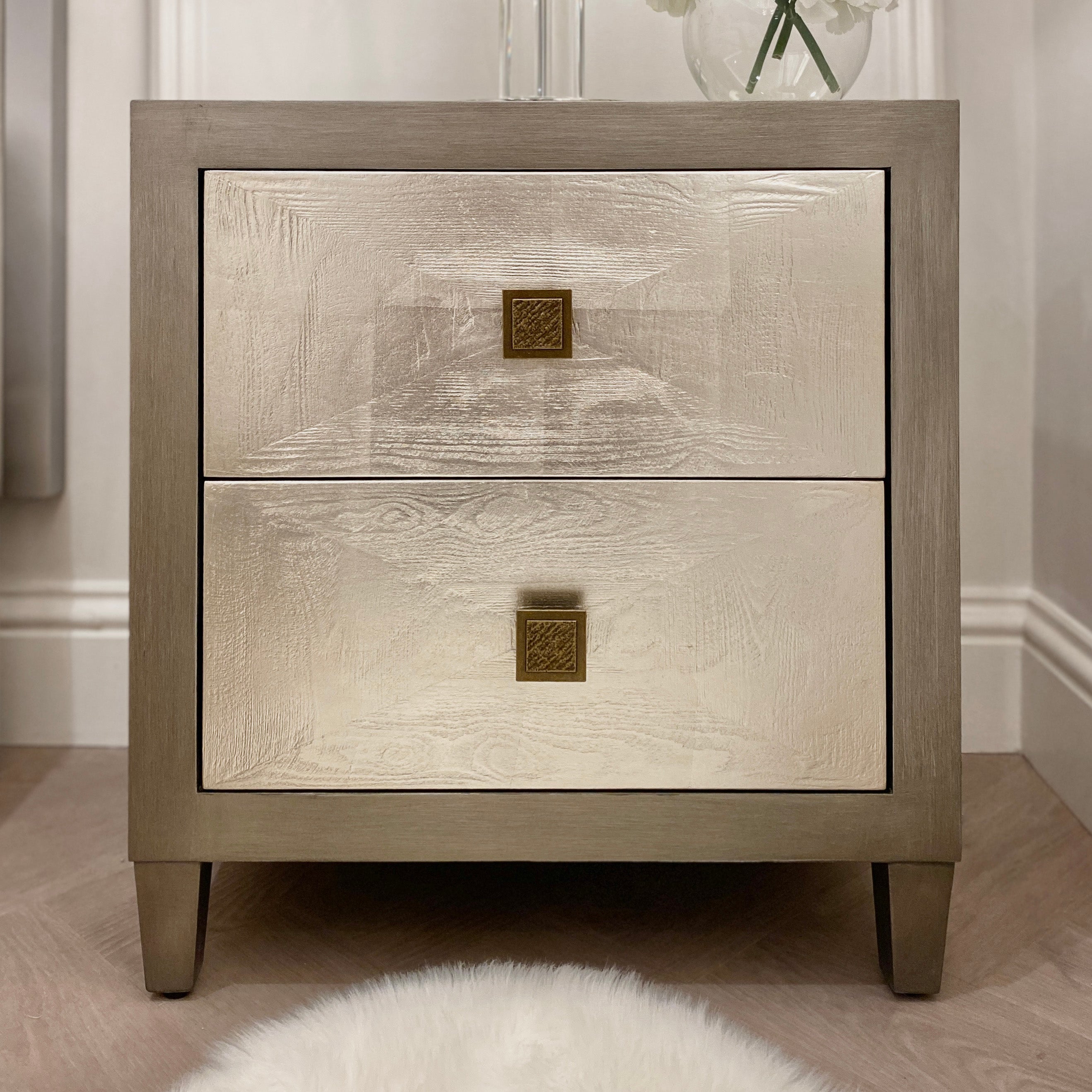 Silver & Bronze Bedside Table
