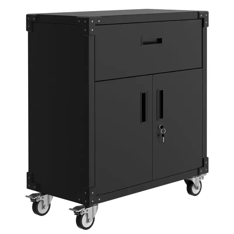 GustoWave 3 Drawer Rolling Tool Cabinet, Heavy Duty Garage Storage On Wheels Mobile Metal Workbench for Workshop, Office