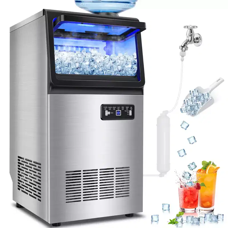 Hooure 14 inch Wide Commercial Ice Maker Machine, 120LBS/24H with 22LBS Storage Bin