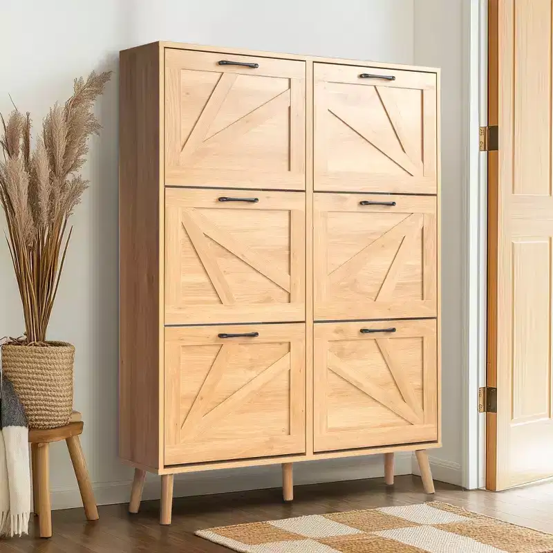 Karl Home Wooden 6 Flip Drawers Shoe Cabinet