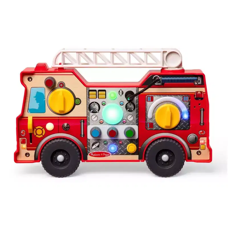Melissa & Doug Lights & Sounds Fire Truck Activity Board, Busy Board Travel Toy for Toddlers, Preschoolers