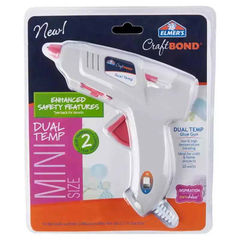 Elmer's Craft Bond Mini Glue Gun Dual Temp: Multicolor Hot Glue Gun, Low/High Temp, Plastic & Metal, 6.25" Length
