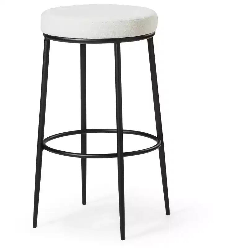 Backless Metal Bar Stool with Fabric Upholstered Seat &ndash; 31" Seat Height, 15.75"W x 16.14"D