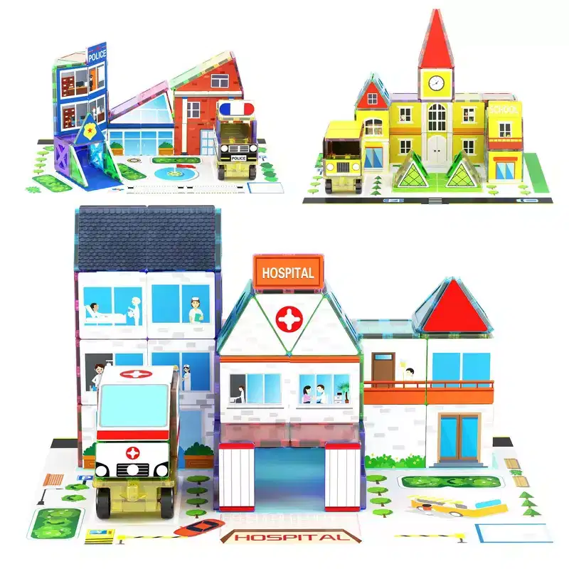 PICASSO-TILES Magnetic Tiles for Kids  150PCS STEM Construction Building Blocks Set, Educational Creative Building Toy, Learning Magnet Kit