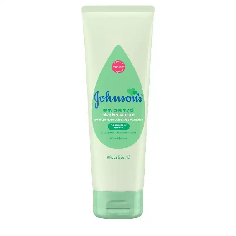 Johnson's Baby Creamy Body Oil with Aloe & Vitamin E for Delicate Skin, Hypoallergenic - 8 fl oz