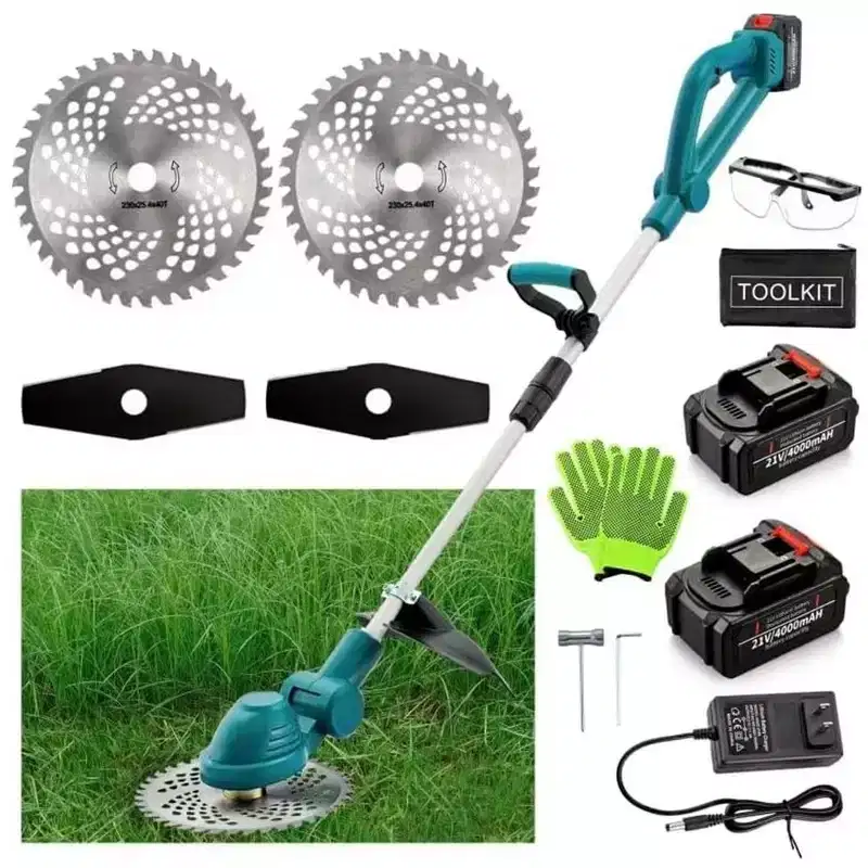 SANJIAN Electric Weed Eater, Grass Trimmer, Edger Lawn Tool 9in Cutter with 2 Batteries