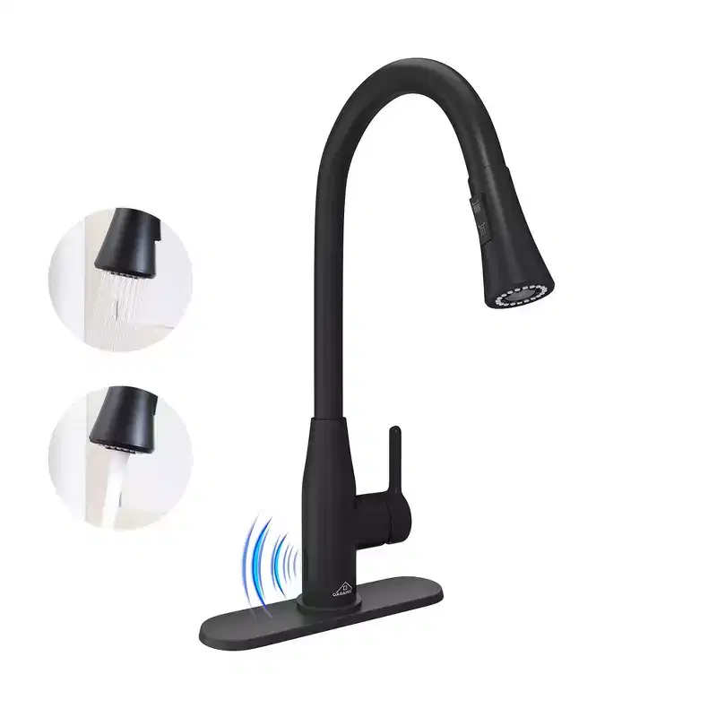 CASAINC Single Handle Pull Down Sprayer Kitchen Faucet with Touchless Sensor and Two Functions Spray Head in Matte Black