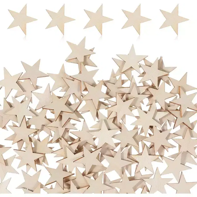 Home Collection 100Pcs Unfinished Wooden Stars for Crafts