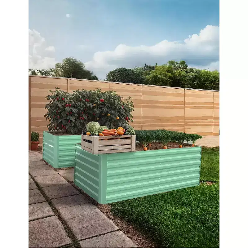 6x3x2ft 2pcs Galvanized Raised Garden Bed,Deep Root Planter Box for Vegetables,Flowers,Herbs-Large Metal Raised Garden Bed Kit Outdoor,Green