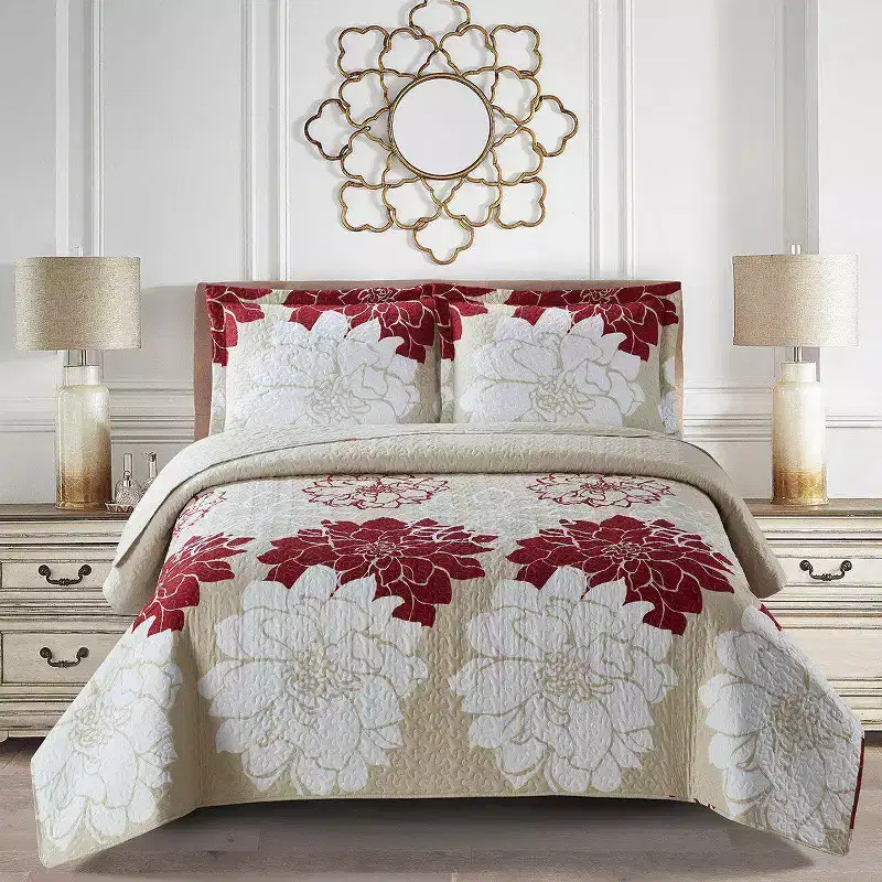 Egyptian Linens Helena Burgundy Quilt - Bedspread Set