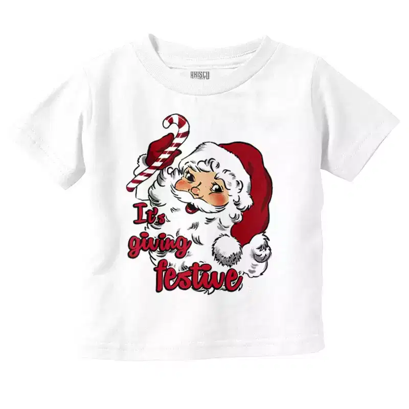 Christmas Santa Its Giving Festive Toddler Baby Graphic T Shirt Brisco Brands