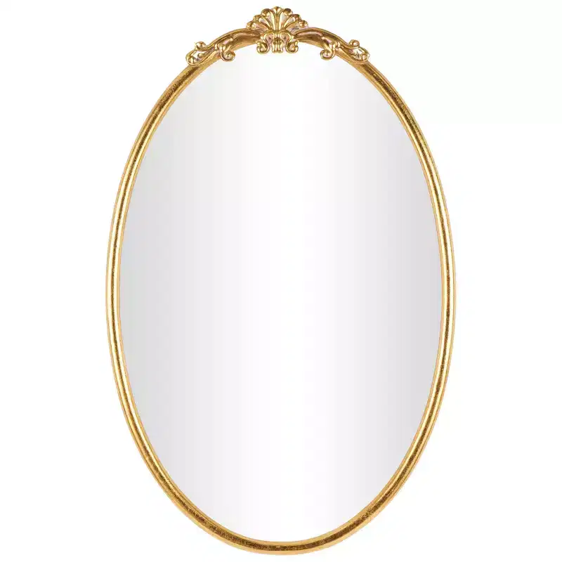 Olivia & May 38"x24" Metal Ornate Baroque Oval Wall Mirror Gold