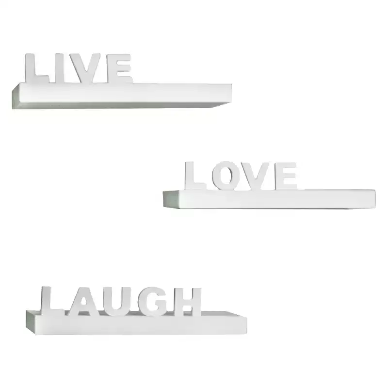 Danya B. Live, Love, Laugh Shelf Set White: Modular Floating Shelves, MDF Laminated, Includes Mounting Hardware