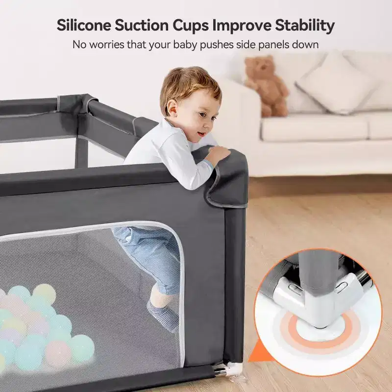 74x50" 4-Panel Baby Playpen - Spacious & Secure Portable Playard