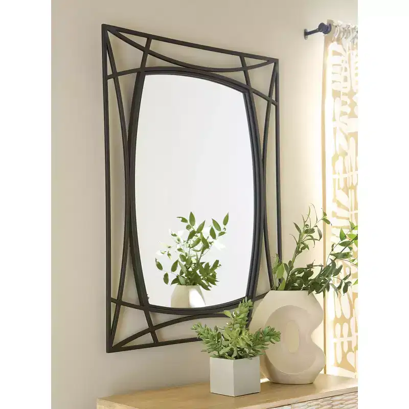 Signature Design by Ashley Freenville Wall Accent Mirror with Black Finish Metal Frame