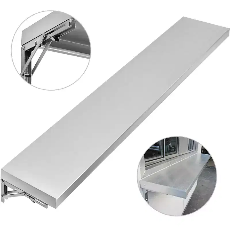 VIYET 71 Concession Shelf-Stainless Steel Frame & Surface, Food Trailer Serving Window