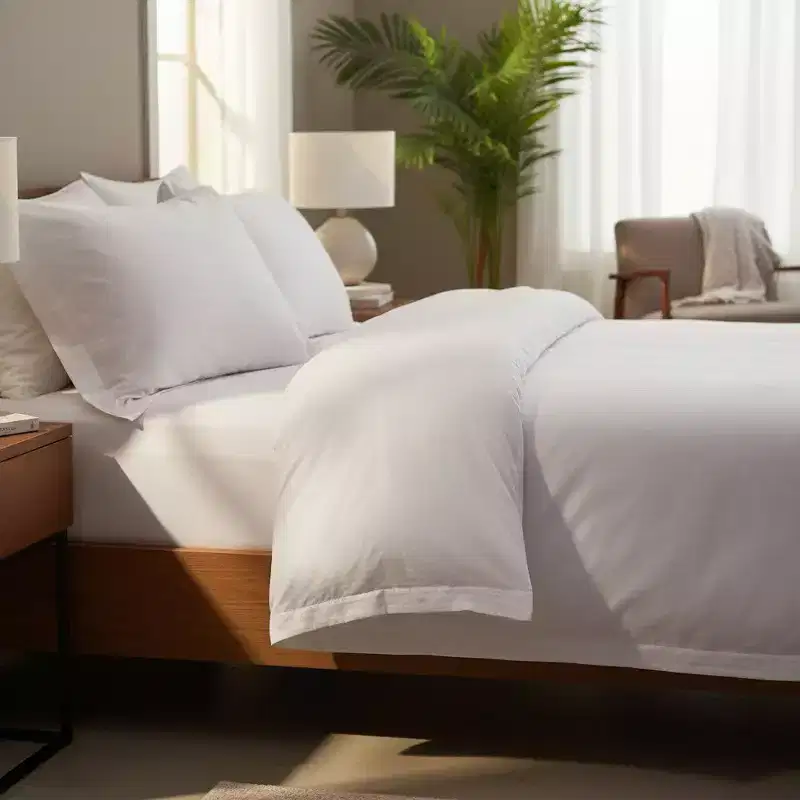 T-310 White Blended 6MM Satin Stripe Bed Sheets By Rifz Textiles