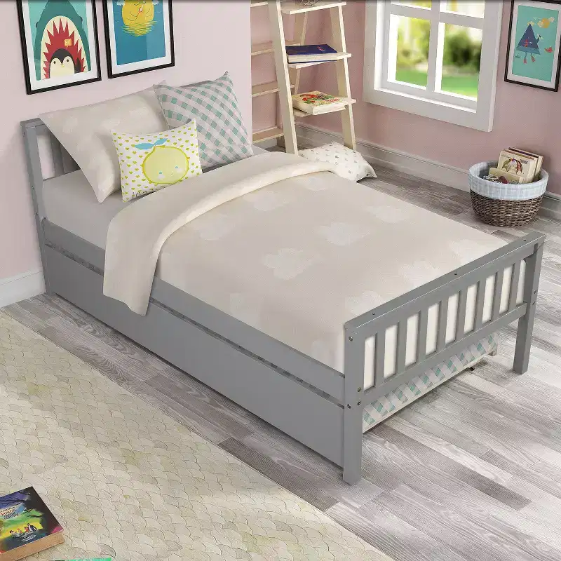 MAYEERTY Twin Bunk Bed Safety Rail Kid-Friendly No Box Spring Needed