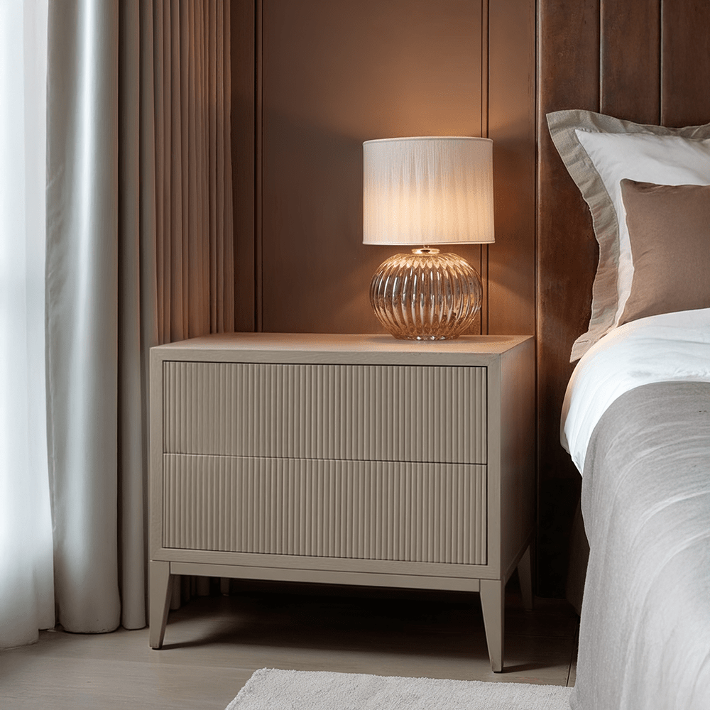 Warm Grey Wide Bedside Table