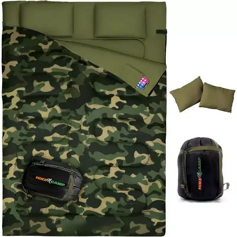 SereneLife Double Sleeping Bag Camouflage - Portable and Lightweight (SLSBCA)