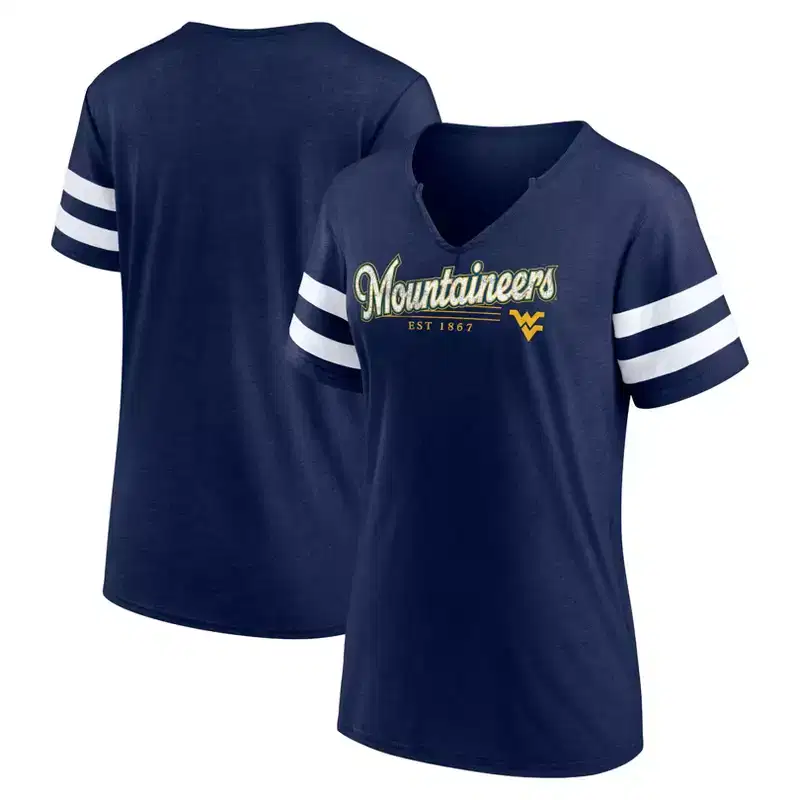NCAA West Virginia Mountaineers Women's V-Neck Notch T-Shirt