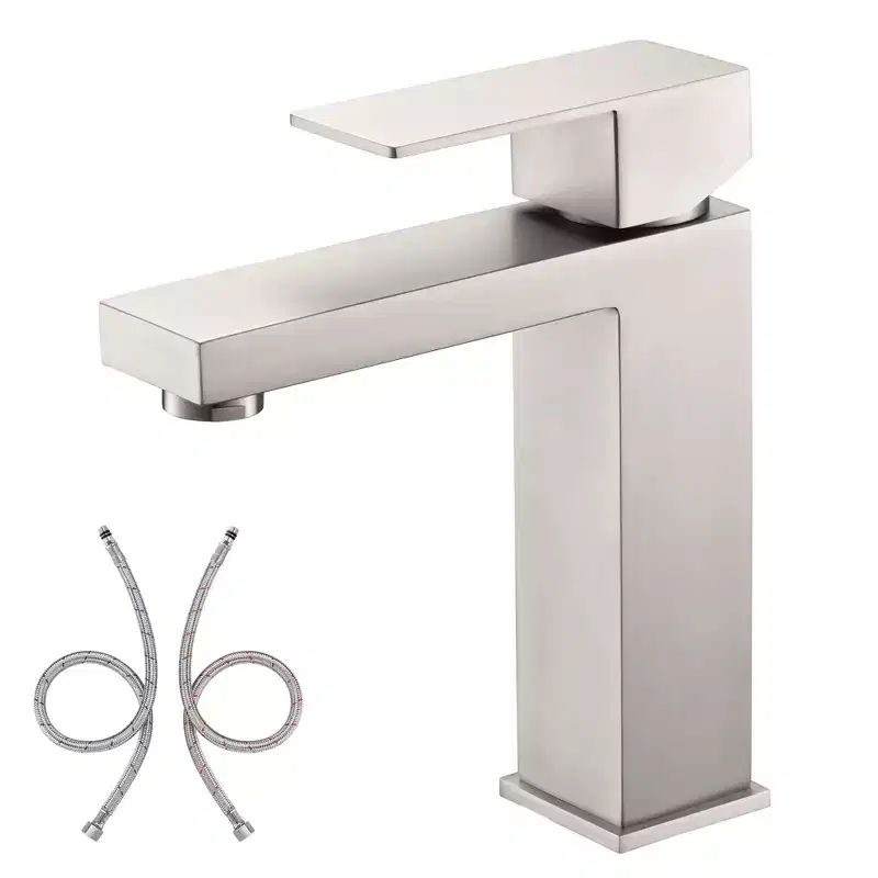 Sumerain One Hole Bathroom Sink Faucet Brushed Nickel Lavatory Faucet Stainless Steel Single Handle