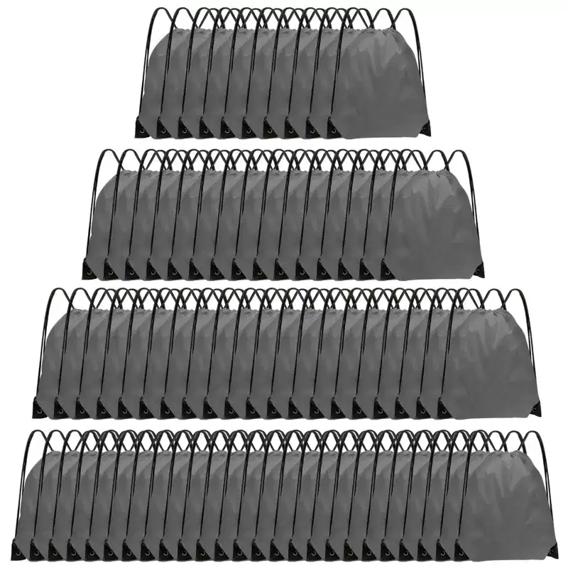 Narwey Drawstring Backpack Bulk 70Pcs String Backpack Drawstring Bags Cinch Bag Sackpack(Grey)