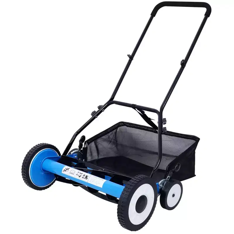 NAYSAYE Manual Lawn Mower Push Reel Grass Cutter Grass Trimmer Smooth Clean Mowing for Home Yard Garden, Blue, 27.2*18.9*10.6
