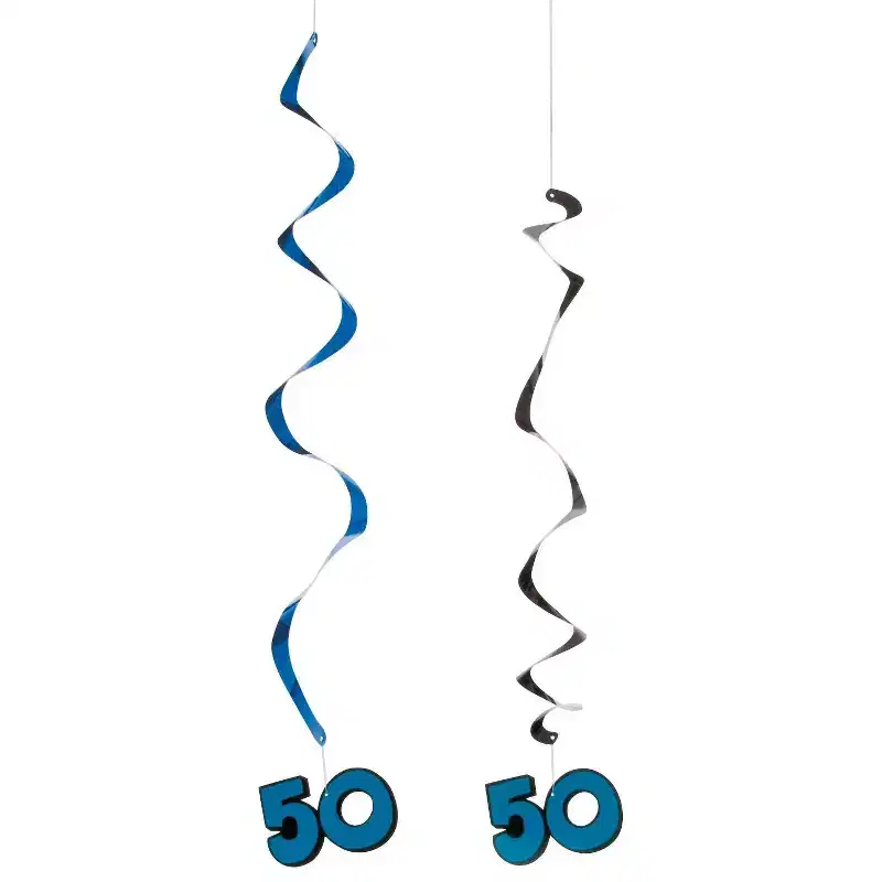 50th Birthday Hanging Swirl Decorations - 5 Pc.