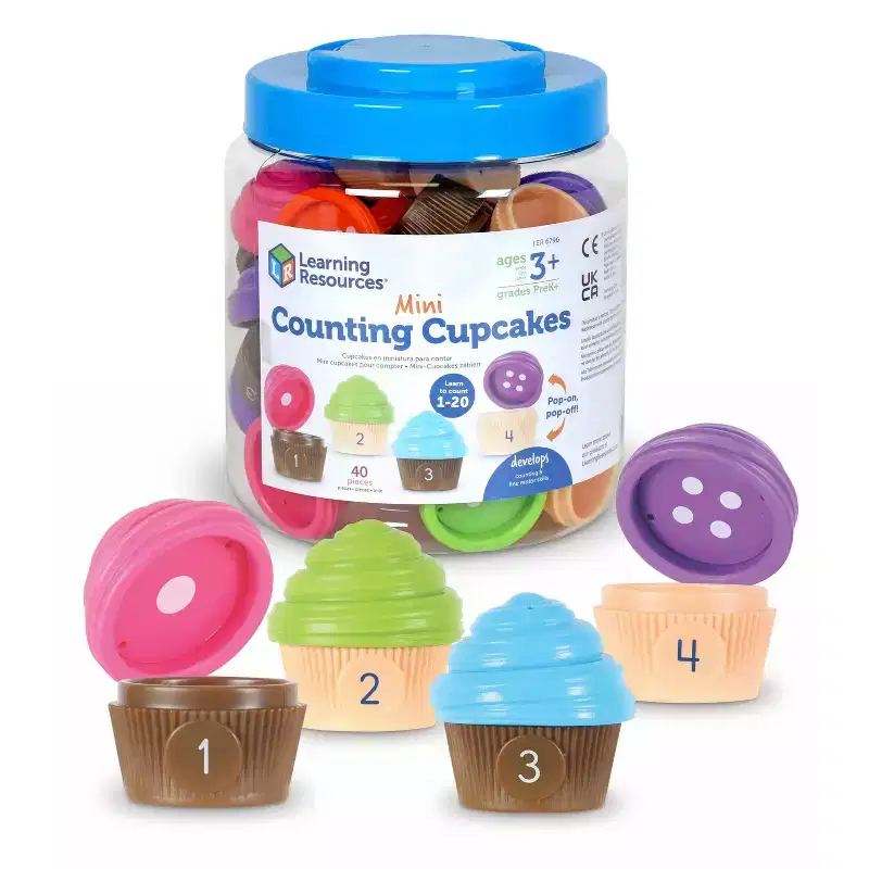 Learning Resources Mini Counting Cupcakes: Educational Toy for Math Learning, Plastic, 20-Piece Set for Toddlers