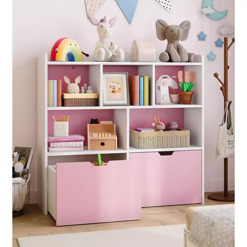 Kids Toy Storage Organizer with Bookshelf and Drawers