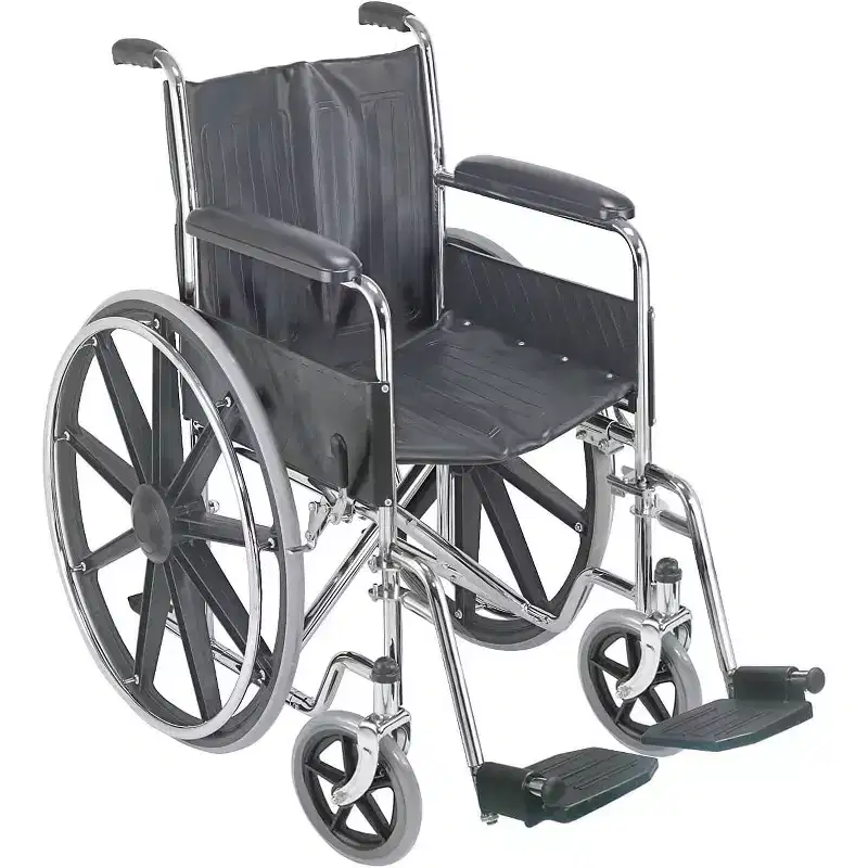 DMI Transport Chair  Foldable Travel Wheelchair with Steel Frame & Push-to-Lock Brakes