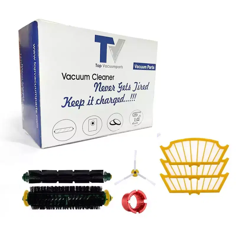 Topvacuumparts Replacement Compatible For iRobot 500 555 560 561 562 570 581 with Green or Red Cleaning Head 2 Roller, 3 Filter, 1 Side Brush, 1 Tool