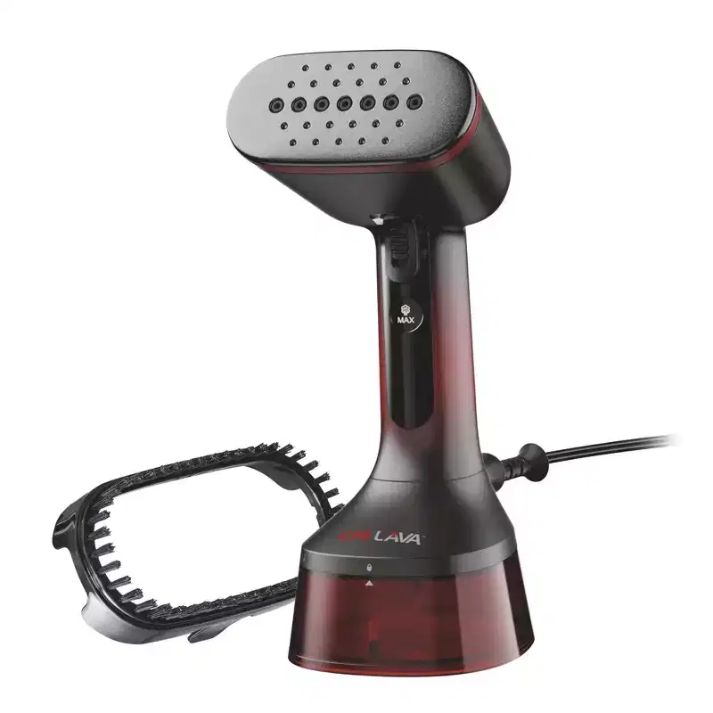 Refurbished: CHI LAVA R11610 Ceramic Plate Garment Steamer for Clothes with Fabric Brush, Red  Manufacturer Refurbished